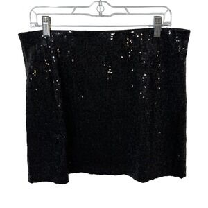 Tipsy Elves Black Full Sequin Mini Skirt Women's Size XL NEW